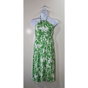 Faithful The Brand Women’s Midi Halter Dress Size M 8 Kelly Green Tropical Beach